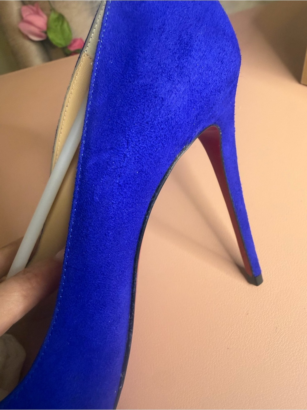 Christian Louboutin Pigalle Follies 100 Elixir Blue Suede Pump Heels 37.5 Box - Picture 15 of 15